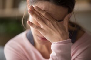 A woman struggling with anxiety.