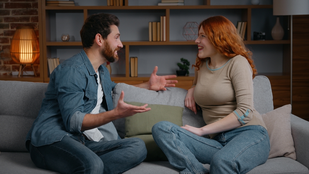 couple talking.